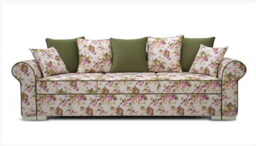 Прямой диван Ameli (Arcadia rose+shaggy green+glance bone) в Саратове