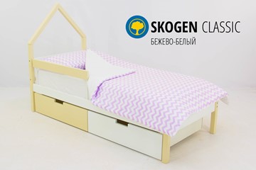 Кровать-домик в детскую мини Skogen бежево-белый в Саратове