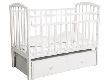 Кроватка в детскую Золушка 7, 60х120, массив березы, цвет белый в Энгельсе