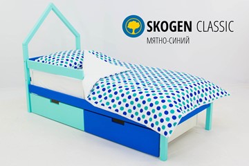Кровать-домик детская мини Skogen мятно-синий в Саратове