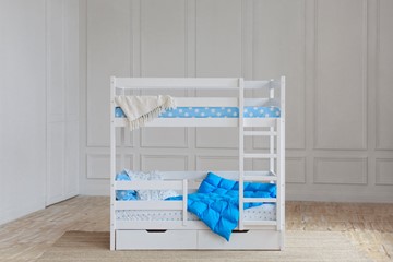 Двухэтажная детская кровать без крыши с ящиками, цвет белый в Саратове