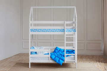 Детская двухъярусная кровать Домик, цвет белый в Энгельсе