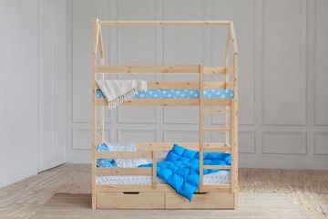 Детская двухэтажная кровать Домик с ящиками, без покраски в Энгельсе