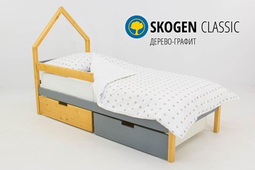Кровать-домик в детскую мини Skogen дерево-графит в Энгельсе