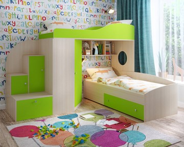 Детская кровать-шкаф Кадет-2, корпус Дуб, фасад Лайм в Саратове