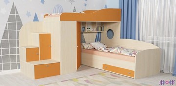 Детская кровать-шкаф Кадет-2, корпус Дуб, фасад Оранжевый в Саратове