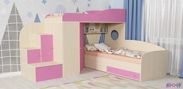 Детская кровать-шкаф Кадет-2, корпус Дуб, фасад Розовый в Саратове