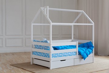 1-спальная детская кровать Домик с ящиками, цвет белый в Саратове