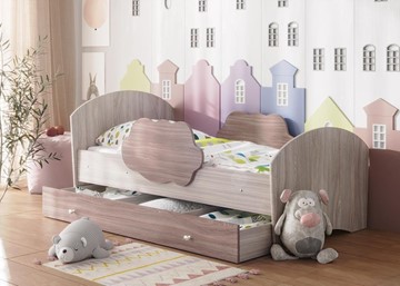 1-спальная детская кровать Тучка с ящиком, корпус Ясень Шимо светлый, фасад Ясень Шимо темный в Саратове
