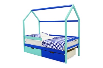 Кровать-домик Svogen синий-мятный в Саратове