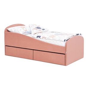 Детская кровать с ящиками Letmo 190х80 пудровый (велюр) в Энгельсе