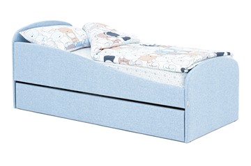 Кровать в детскую с ящиком Letmo небесный (рогожка) в Саратове