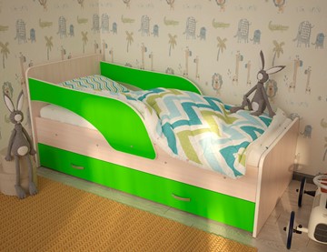 Кровать детская Максимка, корпус Млечный дуб, фасад Салатовый в Саратове