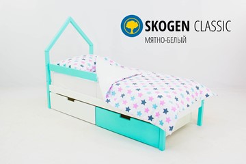 Кровать-домик в детскую мини Skogen белый-мятный в Саратове