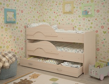 Двухъярусная детская кровать ТМК Радуга 1.6 с ящиком, цвет Млечный дуб в Саратове