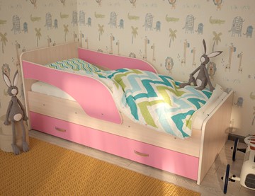 Детская кровать Максимка, корпус Млечный дуб, фасад Розовый в Балаково