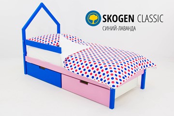 Кровать-домик в детскую мини Skogen синий-лаванда в Саратове