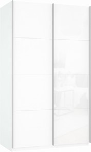 Шкаф Прайм (ДСП/Белое стекло) 1600x570x2300, белый снег в Энгельсе