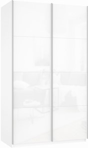 Шкаф 2-створчатый Прайм (Белое стекло/Белое стекло) 1200x570x2300, белый снег в Саратове