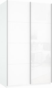 Шкаф Прайм (ДСП/Белое стекло) 1200x570x2300, белый снег в Энгельсе