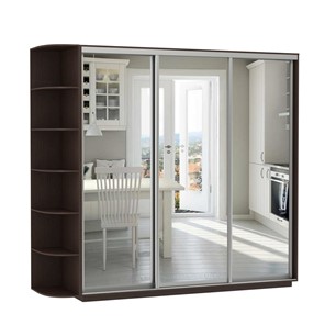 Шкаф 3-дверный Экспресс (3 зеркала), со стеллажом 2100х600х2400, венге в Саратове