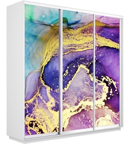 Шкаф Экспресс 1800х600х2200, Абстракция фиолетово-золотая/белый снег в Балаково