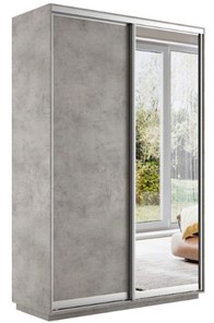 Шкаф 2-х дверный Е1 Экспресс (ДСП/Зеркало) 1400х600х2200, бетон в Саратове
