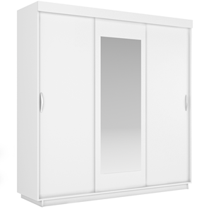 Шкаф 3-х дверный Лайт (2 ДСП/Зеркало) 1800х595х2120, Белый Снег в Саратове