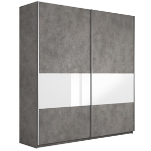 Шкаф 2-х створчатый Широкий Прайм (ДСП / Белое стекло) 2200x570x2300, Бетон в Саратове