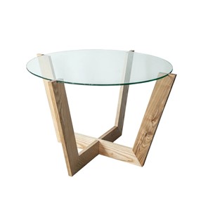 Стеклянный столик Оникс-10, Натуральный массив/Прозрачное стекло в Балаково