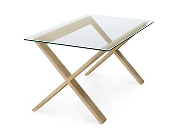 Стеклянный столик в зал Оникс-11, Натуральный массив/Прозрачное стекло в Балаково