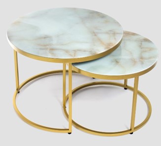 Стеклянный столик Дуэт, столешница в стекле опоры золото в Саратове