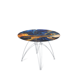 Круглый столик SHT-S112 / SHT-TT32 60 стекло/МДФ (синий сапфир/хром лак) в Саратове