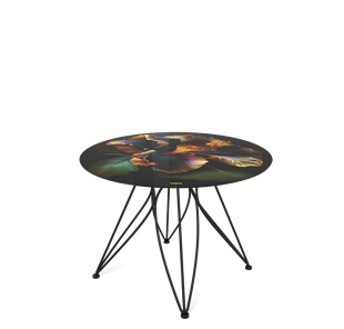 Круглый столик SHT-S113 / SHT-TT32 60 стекло/МДФ (ночной цветок/черный муар) в Саратове