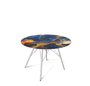 Круглый столик SHT-S37 / SHT-TT32 60 стекло/МДФ (синий сапфир/хром лак) в Саратове