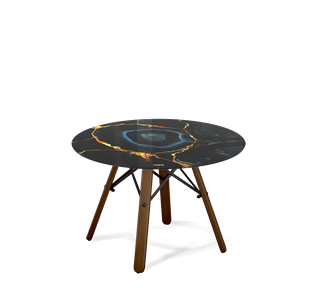 Круглый столик SHT-S70 / SHT-TT32 60 стекло/МДФ (титановый кварц/темный орех/черный муар) в Саратове