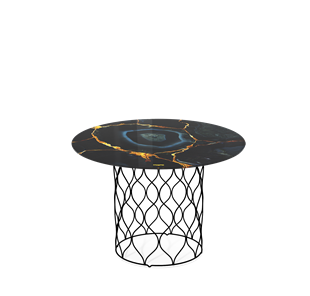 Столик круглый SHT-TU49 / SHT-TT32 60 стекло/МДФ (титановый кварц/черный муар) в Саратове