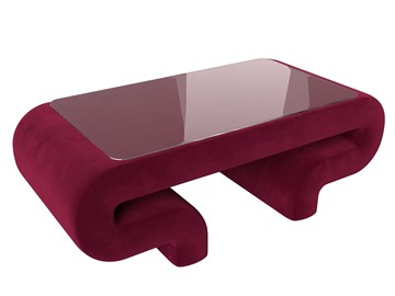 Стеклянный столик Волна, бордовый (микровельвет) в Саратове