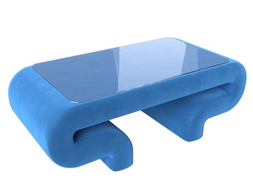 Стеклянный столик Волна, голубой (велюр) в Саратове