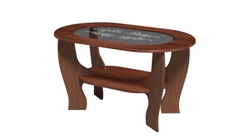 Стеклянный столик Овальный со вставкой из стекла, цвет Орех в Саратове