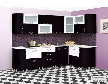 Модульная кухня Мыло 128 2700х1500, цвет Черный/Белый металлик в Саратове