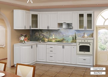 Угловая кухня Марибель Веста 1330х2800, цвет Сандал белый в Саратове