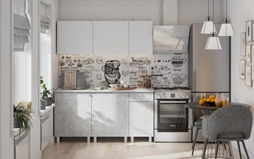 Кухонный гарнитур КГ-1 1600, белый/белый/цемент светлый/антарес в Саратове