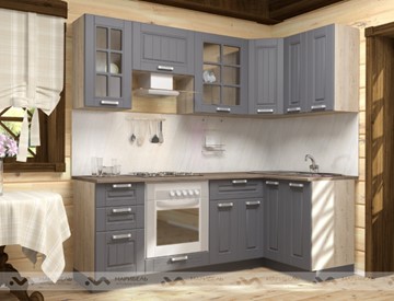 Модульная кухня Марибель Прованс 2200х1200, цвет Черный ясень/Дуб баррик в Энгельсе