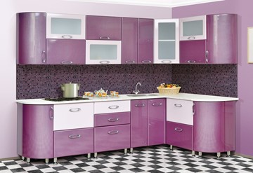 Угловая кухня Мыло 128 2700х1500, цвет Фиолет/Пастель фиолет в Саратове