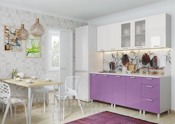 Кухонный гарнитур угловой Модерн, белый глянец/фиолетовый металлик в Энгельсе