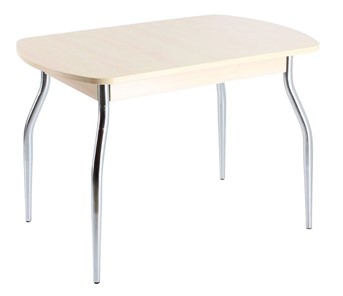 Маленький обеденный стол ПГ-04 ЛДСП, дуб молочный ЛДСП/35 гнутые металл хром в Саратове
