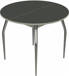 Раздвижной стол Ривьера исп. круг хром №5 (стекло черное/белый) в Саратове