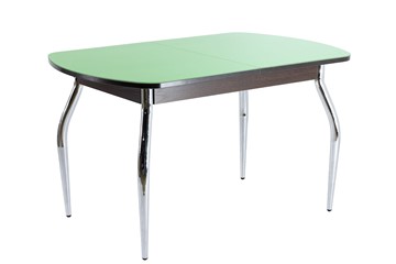 Обеденный стол ПГ-05 СТ2, венге ЛДСП/фисташка стекло/35 хром гнутые металл в Энгельсе