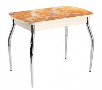 Кухонный обеденный стол ПГ-06 СТФ, дуб молочный лдсп/оникс/35 хром гнутые в Саратове